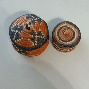 Traditional Zulu herb containers, selling lot of two